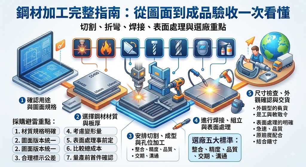鋼材加工是什麼?加工方式、流程與選廠重點完整指南